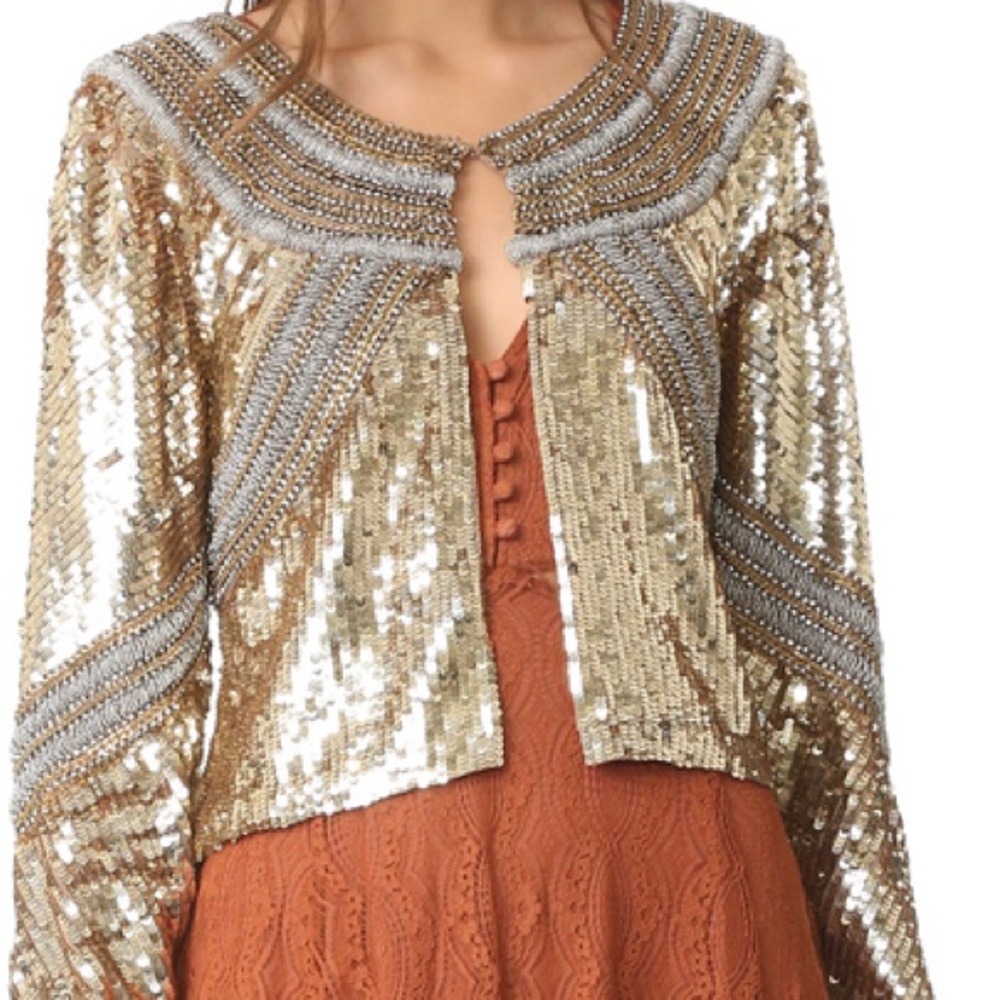 Free People Gatsby Glam Sequin Jacket Bolero